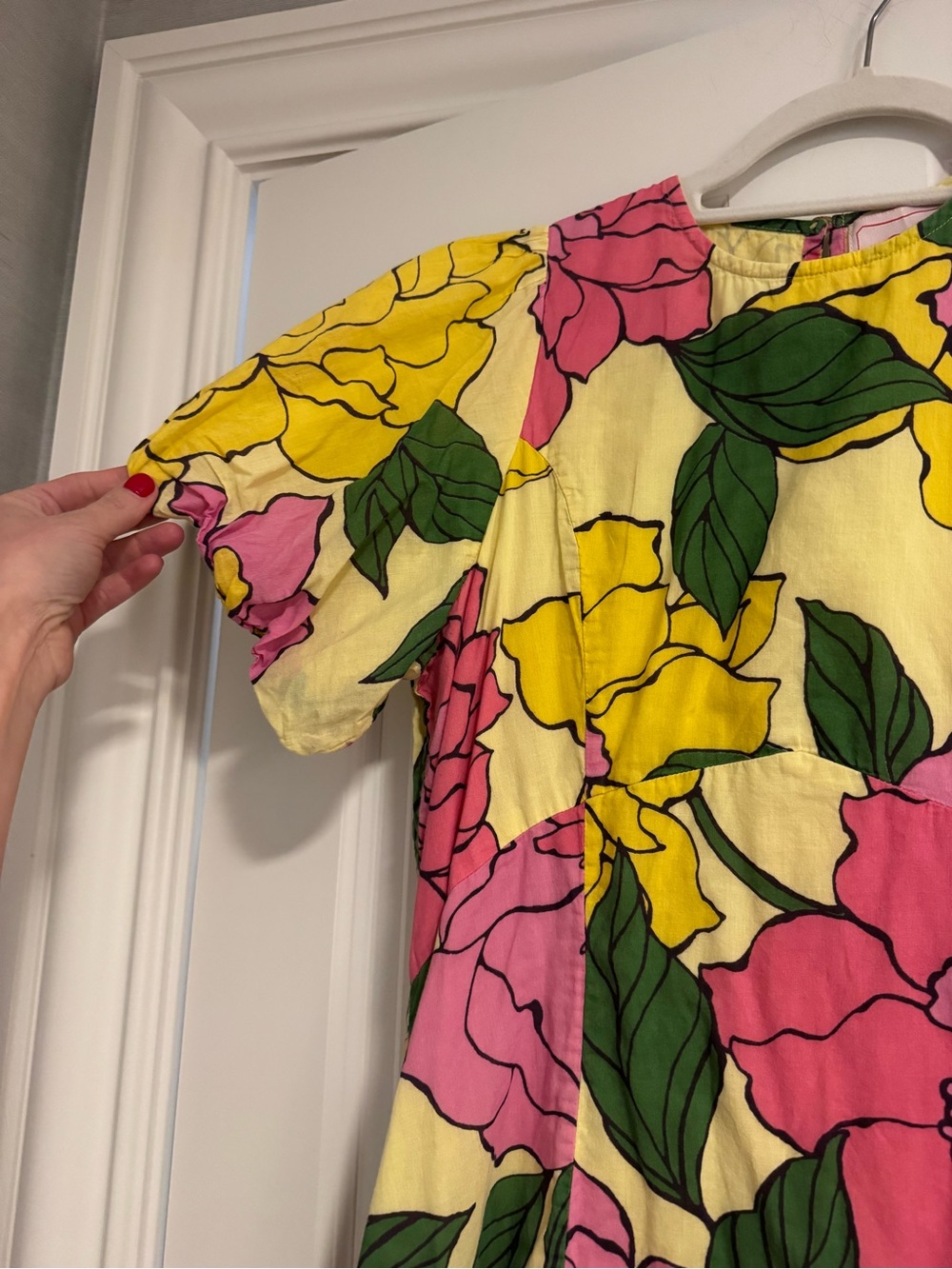 Banjanan Gracia Yellow Mini Dress with Pink Floral Print - Picture 3 of 5